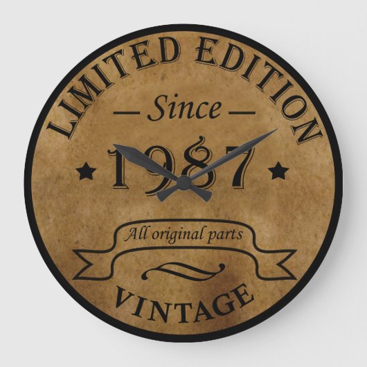 1987生まれ年のヴィンテージ誕生日 ラージ壁時計 (正面)