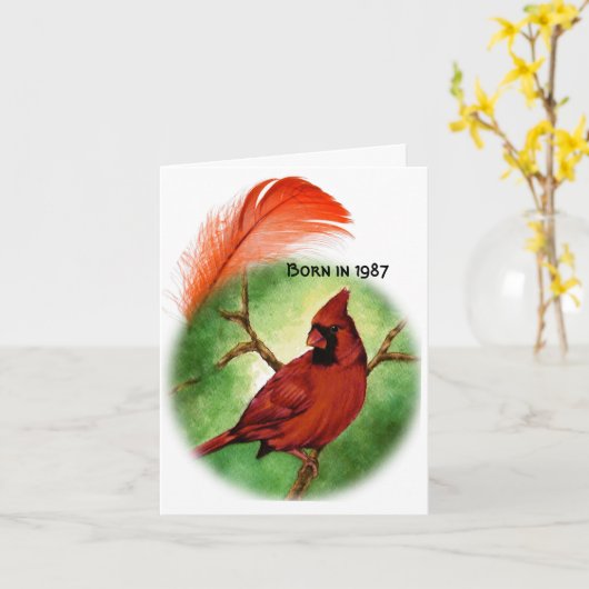 1987生まれ年の誕生日おもしろい事実 カード (黄色い花)