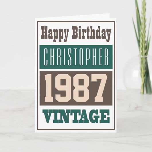 1987生まれ年グリーティングカード カード (正面)