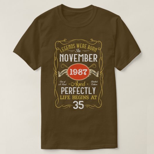 1987生まれ年11月のレジェンド35誕生日35年 Tシャツ (デザイン正面)