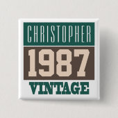 1987生まれ年、ギフトパーソナライズされた 缶バッジ (正面)