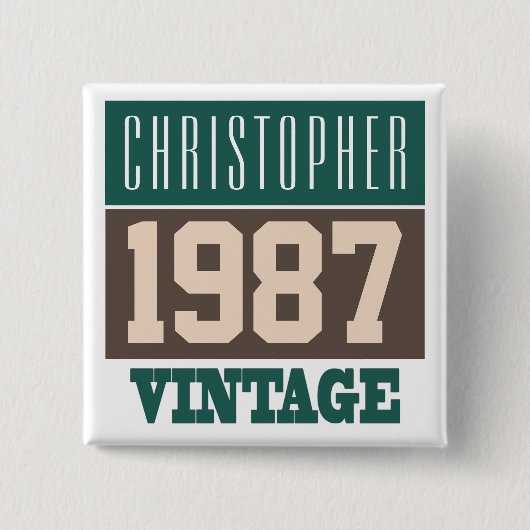 1987生まれ年、ギフトパーソナライズされた 缶バッジ (正面)