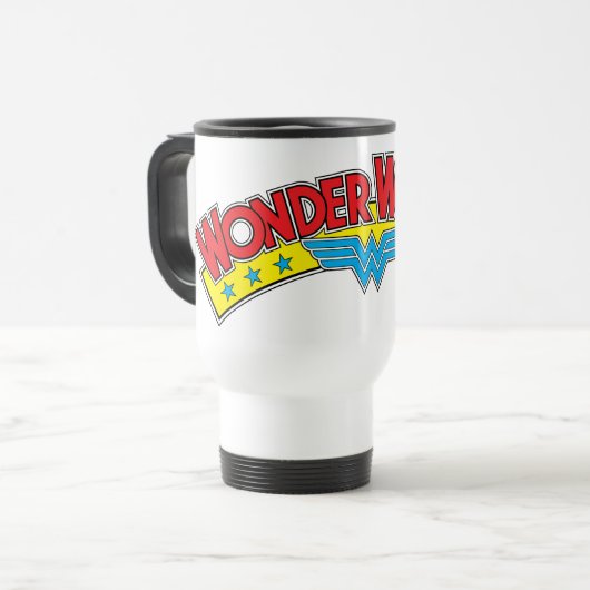 1987疑問に思年の女性の漫画ブックロゴ トラベルマグ (正面左)