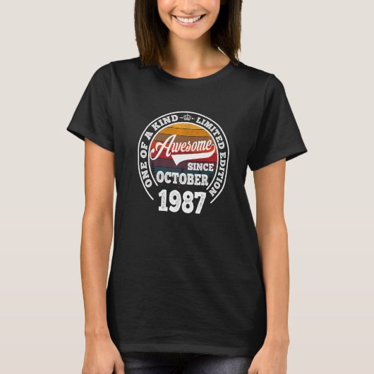 1987素晴らし年10月以来35誕生日35年 Tシャツ (正面)