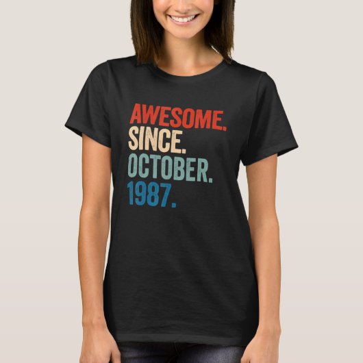 1987素晴らし年10月以来35誕生日35年 Tシャツ (正面)