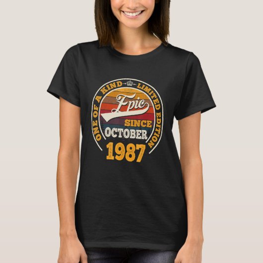 1987素晴らし年10月以来35誕生日35年 Tシャツ (正面)