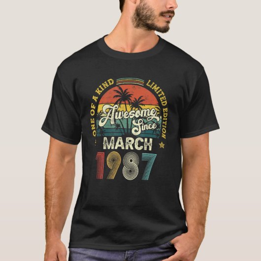 1987素晴らし年3月以来ヴィンテージ35誕生日 Tシャツ (正面)