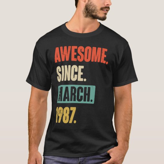 1987素晴らし年3月誕生日第36飾り以降 Tシャツ (正面)