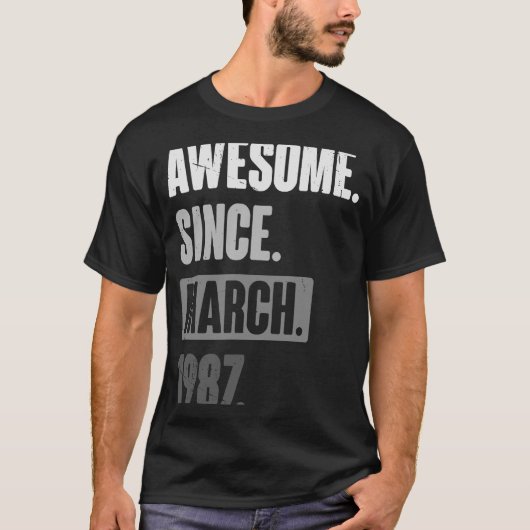 1987素晴らし年3月誕生日第36飾り以降 Tシャツ (正面)