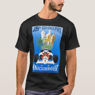1987 モナコグランプリレーシングポスター Tシャツ