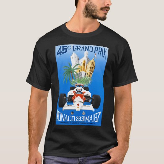 1987 モナコグランプリレーシングポスター Tシャツ (正面)