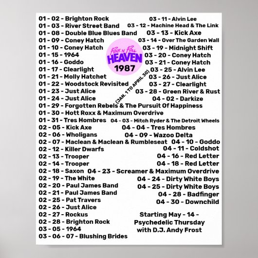 1987 – ロックンロール天国(パート1) ポスター (正面)