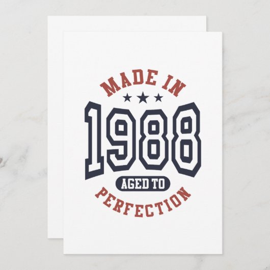 1988年に製造され、完璧に熟成した誕生日プレゼント 招待状 (正面/裏面)