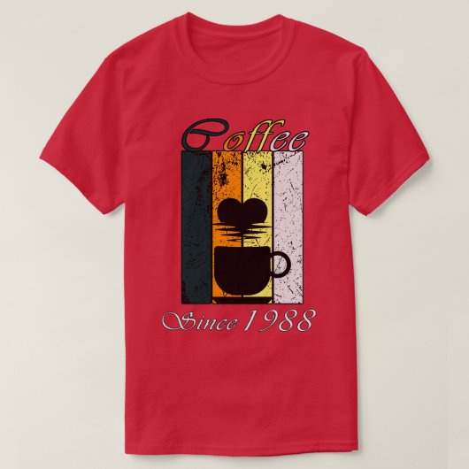 1988年以来のコーヒーレトロコーヒー誕生日ギフト Tシャツ (デザイン正面)