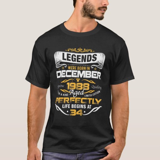 1988年12月34生まれ歳の伝説 Tシャツ (正面)
