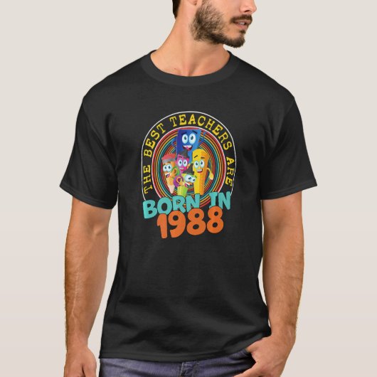 1988年34歳生まれ先生34誕生日茶 Tシャツ (正面)
