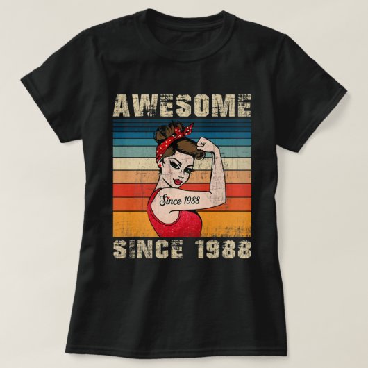 1988年35歳素晴らし誕生以来35歳の女性 Tシャツ (デザイン正面)