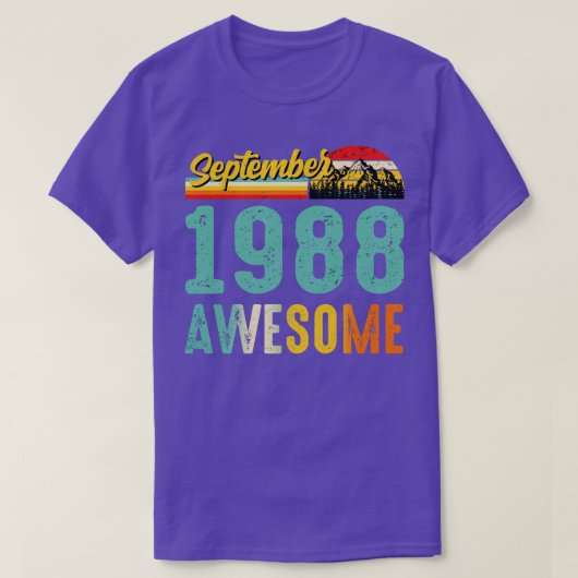 1988年9月誕生日ギフトシャツヴィンテージ9月 Tシャツ (デザイン正面)