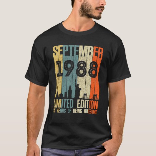 1988年9月35誕生日35歳1988歳 Tシャツ (正面)