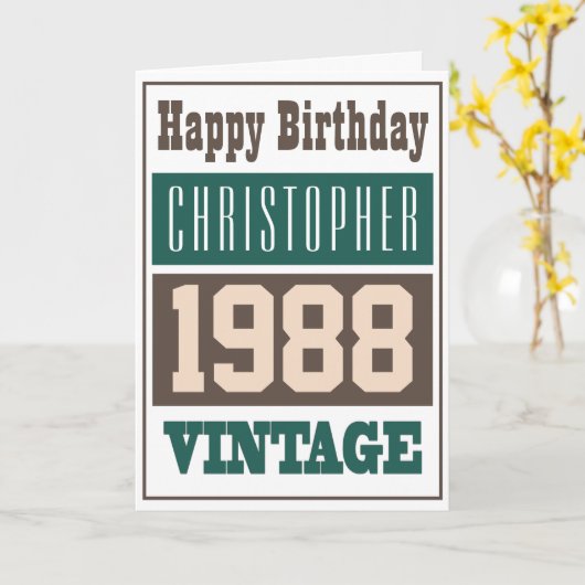 1988生まれ年のグリーティングカード カード (黄色い花)