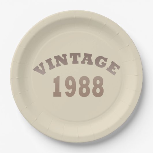 1988生まれ年のヴィンテージ誕生日ギフト ペーパープレート (正面)