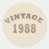 1988生まれ年のヴィンテージ誕生日ギフト ラウンドシール (正面)