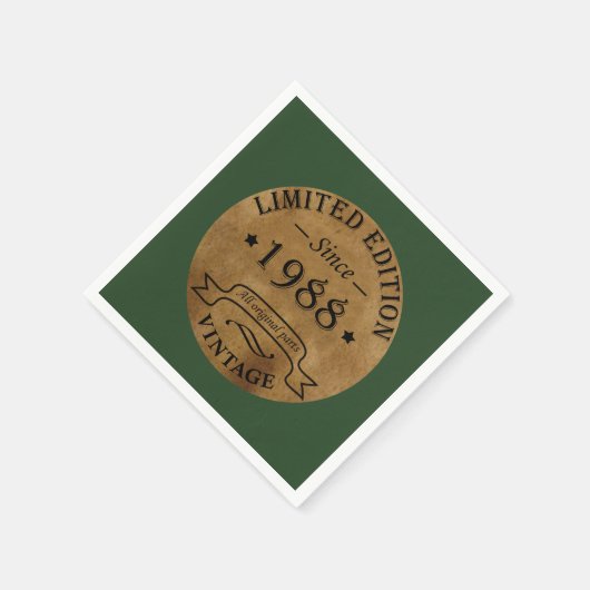1988生まれ年のヴィンテージ誕生日 スタンダードカクテルナプキン (角)