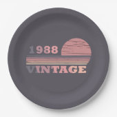 1988生まれ年のヴィンテージ誕生日 ペーパープレート (正面)