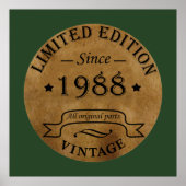 1988生まれ年のヴィンテージ誕生日 ポスター (正面)