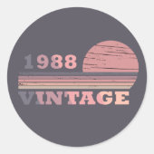 1988生まれ年のヴィンテージ誕生日 ラウンドシール (正面)