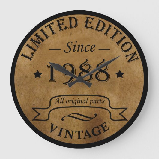 1988生まれ年のヴィンテージ誕生日 ラージ壁時計 (正面)