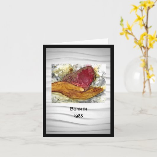 1988生まれ年の誕生日おもしろいファクトあいさつカード カード (黄色い花)