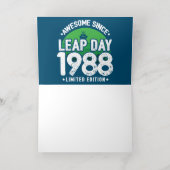 1988素晴らし年閏年日以後2月29誕生日 箔グリーティングカード (内側レイダウン)
