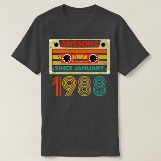 1988素晴らし年1月以来36歳36誕生 Tシャツ (デザイン正面)