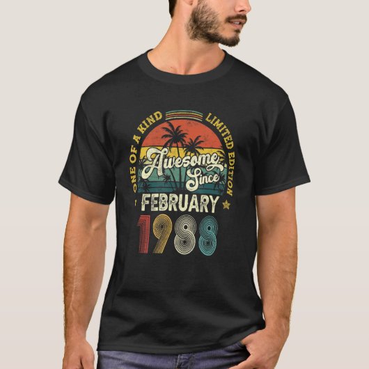 1988素晴らし年2月以来ヴィンテージ34誕生日 Tシャツ (正面)
