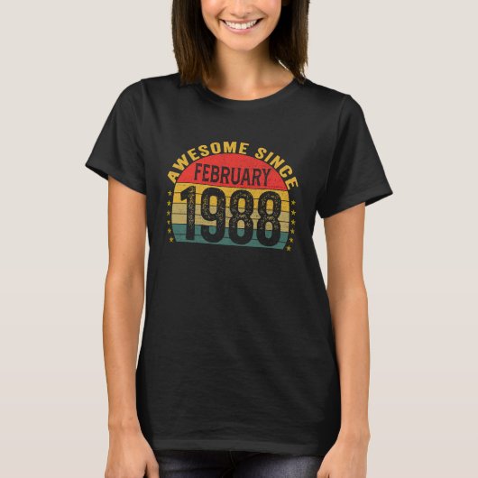 1988素晴らし年2月以来35th誕生日女性M Tシャツ (正面)