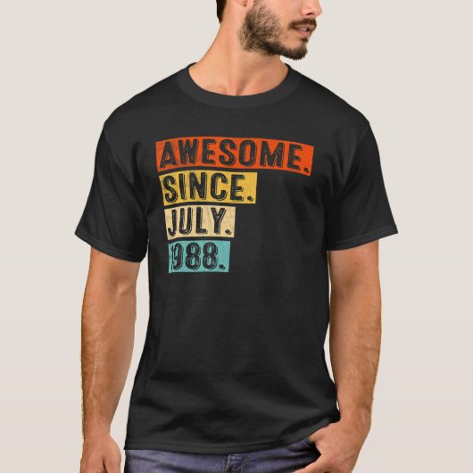 1988素晴らし年7月以来ヴィンテージ34誕生日 Tシャツ (正面)