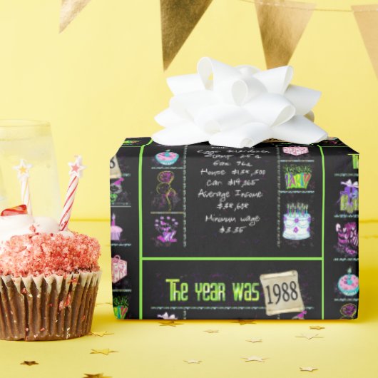 1988誕生日年トリビア ラッピングペーパー (誕生日パーティー)