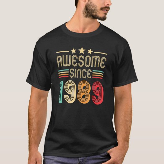 1989年から素晴らしい 33歳の誕生日 33歳 レトロ Tシャツ (正面)