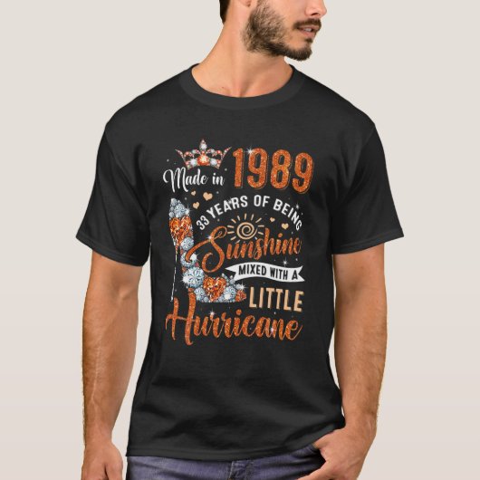 1989年に作られた33歳の誕生日クイーンダイヤモンドHe Tシャツ (正面)