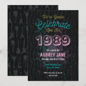 1989年パーティー招待状（5x7）- 1980年代をテーマに 招待状 (正面/裏面)