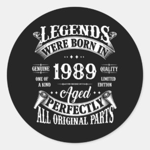 1989年33日33誕生日ティー生まれヴィンテージレジェンズ ラウンドシール