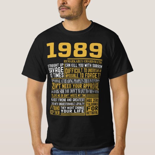 1989最高の生まれ Facts for Mens, Womens, Bday Gif（1989年の Tシャツ (正面)