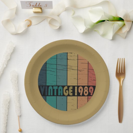 1989生まれ年のヴィンテージ誕生日ギフト ペーパープレート (ウェディング)