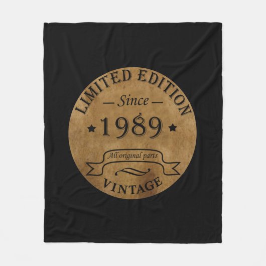 1989生まれ年のヴィンテージ フリースブランケット (正面)