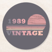 1989生まれ年のヴィンテージ ラウンドペーパーコースター (正面)