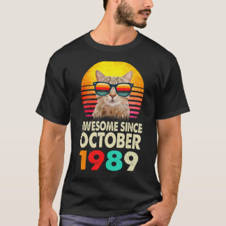 1989素晴らし年10月以来33誕生日猫ヴィンタ Tシャツ