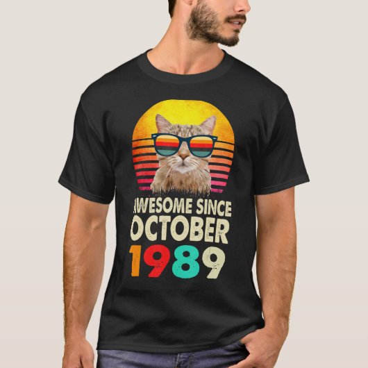 1989素晴らし年10月以来33誕生日猫ヴィンタ Tシャツ (正面)