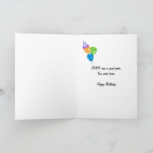 1989誕生日おもしろい事実 カード (内部)