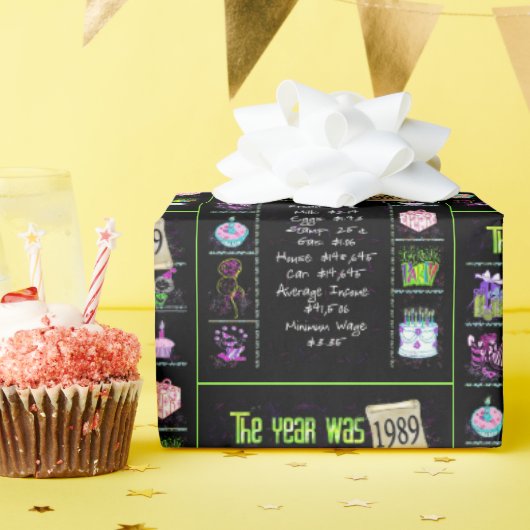 1989誕生日年トリビア ラッピングペーパー (誕生日パーティー)